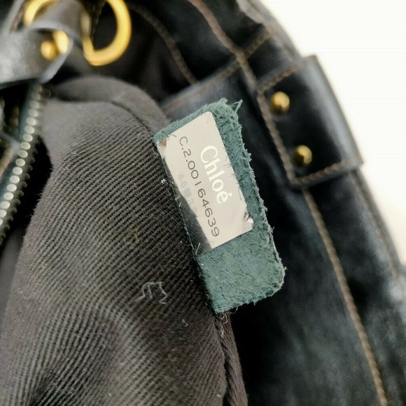 Chloé Eclipse Logo Embellished Tote Black Distressed Leather Shoulder Bag - Picture 5 of 16